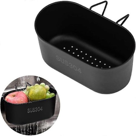 Diskho Avloppssil Korg Rostfritt Stål Kök Matsil Diskho Sil Korg för Filter Köksavfall & Tvätta Grönsaker Frukter (FMY) blac B - krokar B - hooks