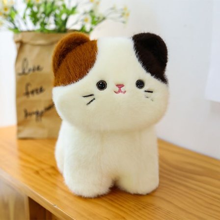 Tegneserie kalico katt plysjleketøy smekkehatt kattunge plysjleketøy bursdagsgave 22cm