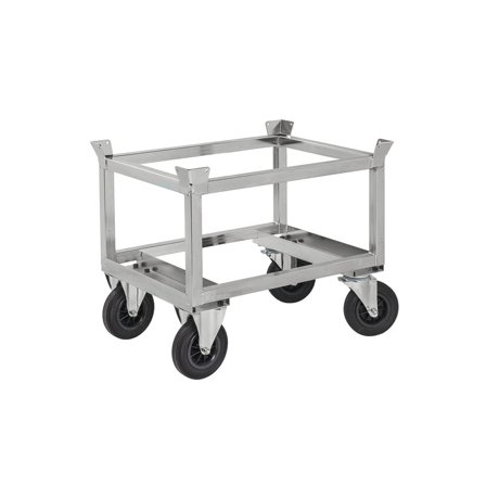 Elförzinkad pallvagn, broms, halvpall, 846x646x700 mm