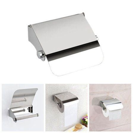 RYI Toalettpappershållare i rostfritt stål med lock, toalett badrum vägg rullhållare pappersrulle