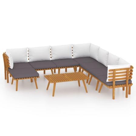 Vidaxl Loungegrupp För Trädgården Med Dynor 9 Delar Akaciaträ Brun