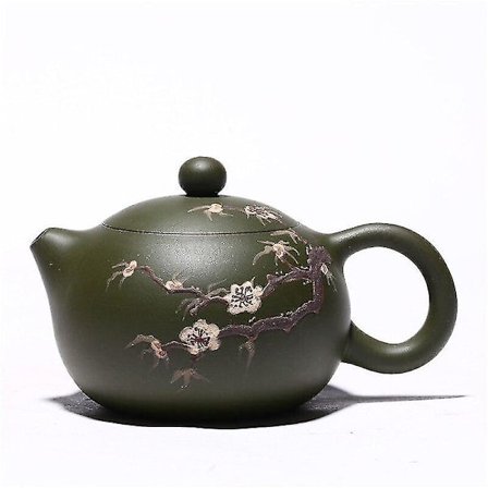 Tekanne i lilla leire med filter, Xishi tekanne, rå malm grønn leire