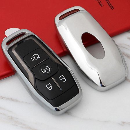 Mjuk TPU-fjärrnyckelskyddsfodral för Ford F-150 Explorer Lincoln MKX MKC Chrome Silver