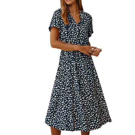 Western Style Little Bit Leopard Print Klänning Casual A-line Kvinnor