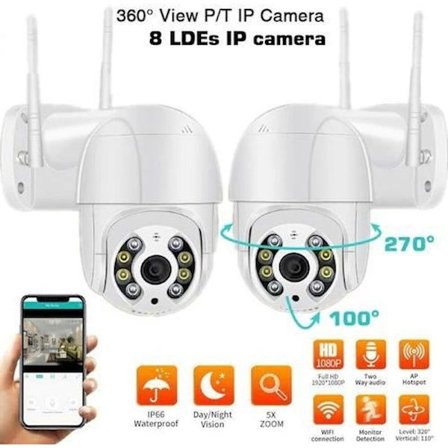 IP-kamera Utomhus Trådlös Säkerhetsövervakning 1080P Mörkerseende Rörelsedetektering 2-vägs Ljud PTZ-kontroll