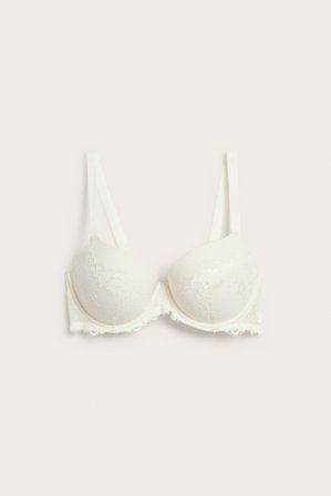 Kappahl | Stanik push-up z koronkowymi detalami Offwhite 100C | Offwhite