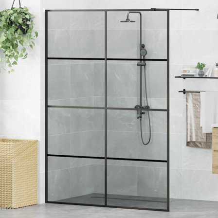 Walk-in Duschvägg Svart 140 x 195 cm härdat glas