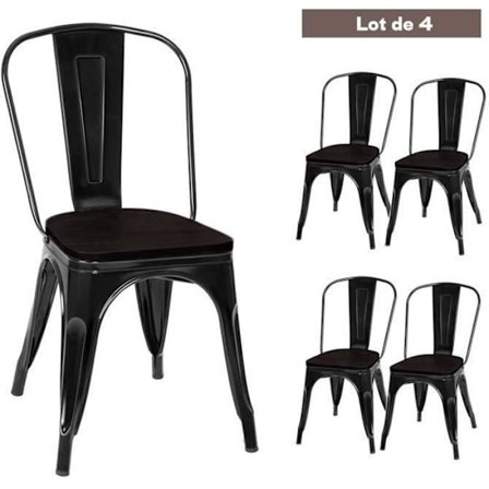 COSTWAY 4 stapelbara matstolar, stål i industriell stil Lämplig för bistro, kök, bar, café, trädgård, balkong