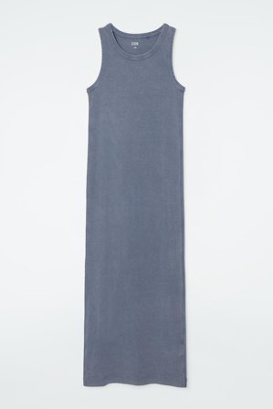 COS Damen Geripptes Schlauchkleid - Blau