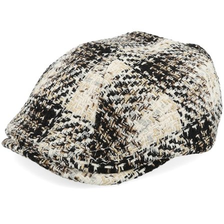 Upfront - Axel Checked Sixpence Black Flat Cap Flatcap Black Cap - @ Hatstore