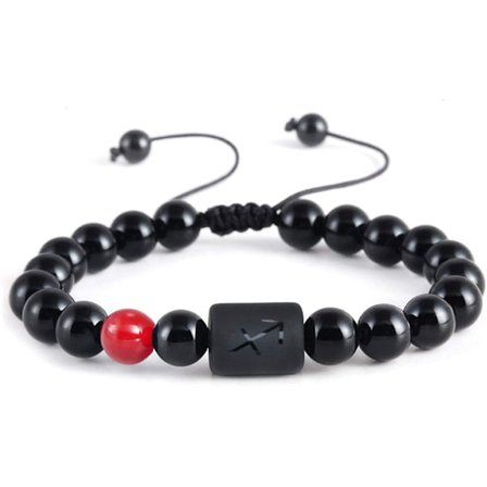 Rannekkeet miehille ja naisille 12 eläinradan ranneketta nuorille unisex-lahjoille säädettävät helmet 8mm-10mm (Jousimies)