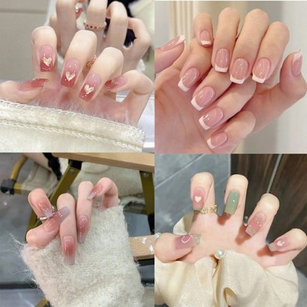 4 set falska naglar glänsande enfärgad medium och långa press naglar falska finger falska naglar dam naglar (4 färger)