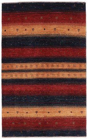 Anudada A Mano Loribaft Fine Alfombra 84X132 Oriental De Lana Negro/Rojo Oscuro Pequeño