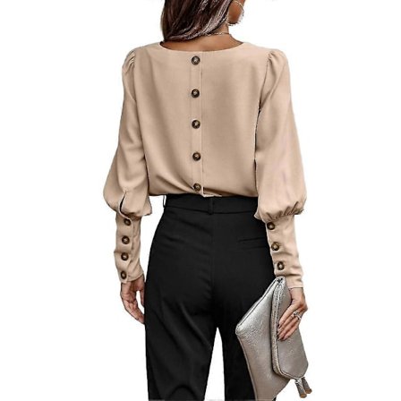 Pitkähihaiset paidat naisille, pyöreä pääntie, yksivärinen, kevyt tunika, pusero