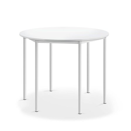 Desk BORÅS, round, Ø1200x900 mm, white laminate, white