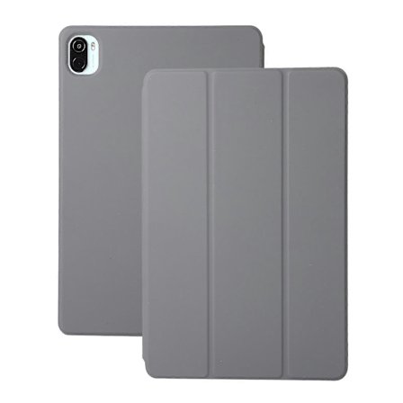 Til Xiaomi Pad 5 / Pad 5 Pro Ensfarvet Magnetisk Horisontal Flip Læderetui med Holder [DB] Grå