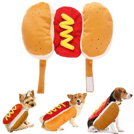Morsomme Halloween-kostymer for hunder, Kjæledyr Hot Dog-kostyme for Hund Katt Halloweenfest Cosplay-gave