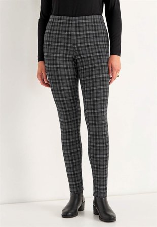 Cellbes of Sweden - Jacquard- mønstrede leggings i grå / rutete for damer i størrelse 38/40