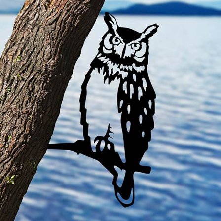 Metallipöllö - Puutarhapöllö - Puukoristeet - Ulkoilmapöllön houkutin -