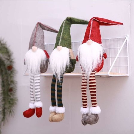 Jultomte Plysch Dekorationer 3-Pack - Handgjorda Svenska Tomte Jultomte Ornament - Tomte Jul Dekoration för Hem, Restauranger, Kontor