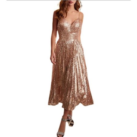 Sexig V-ringad paljettgrimma klänning