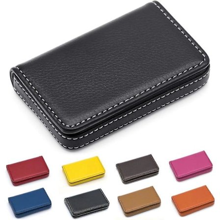 Visitkort Holder i Luksus PU Læder, Visitkort Holder Pung Kreditkort ID Etui/Holder til Mænd & Kvinder - Opbevar Dine Visitkort (Sort)