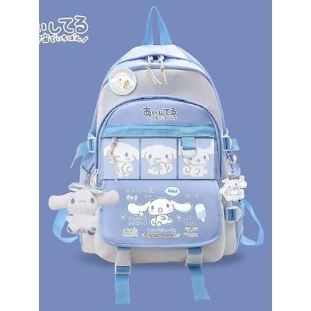 Huamade Sanrio Anime My Melody Kuromi Cinnamoroll Student Bag Backpack Foreldre-barn Lett Presenning Ryggsekker For Barn Kawaii Leker Blue