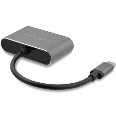 StarTech USB-C to VGA and HDMI Adapter - 2-in-1 - 4K 30Hz - Space Grey - Windows & Mac Compatible (CDP2HDVGA) - ekstern videoadapter - IT6222 - romgrå