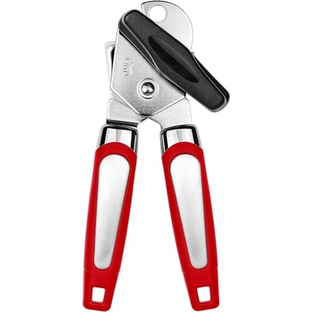 3-in-1 manuaalinen tölkinavaaja ruostumattomasta teräksestä liukumattomalla kahvalla, tyyli 1 punainen