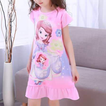 Jenters Nattkjole Prinsesse Kort Erm Pyjamas Nattøy Hjemmeklær for Barn Størrelser 2-12 År #4