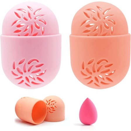 2-pack silikon smink svamp hållare, smink svamp hållare, skönhetssvamp skyddskapsel, beauty blender förvaringshållare