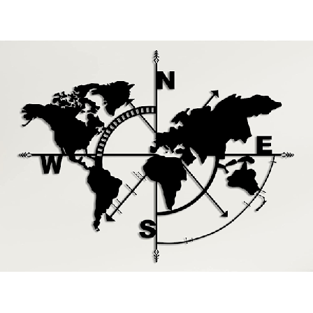 Metal Verdenskort - Metal Weltkarte - 3D Væg Silhouette Metal Wal