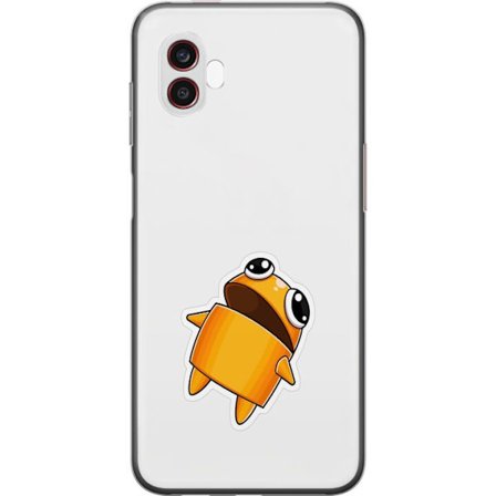 Yhteensopiva Puhelinkuori Samsung Samsung Galaxy Xcover6 Pro Oranssi piirretty hahmo, jolla on suuret silmät ja dynaaminen asento leikkisässä tyyli