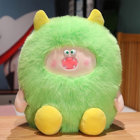 Langhåret Lille Monster Plys Pude – Blødt Sød Plyslegetøj til Bil & Seng, Flerfarvet Komfortgave