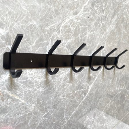 Veggmontert kleshengere med 6 kleskroker, Tunge, Vanntett Matt Finish - Veggkleshengere (Svart)