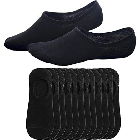 12 par - Sklisikre sokker - Usynlige sokker - Svart