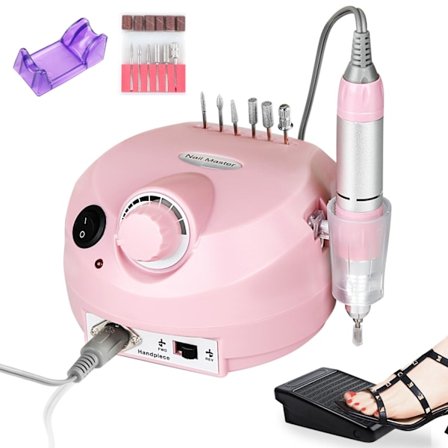 Elektrisk neglefil med fotpedal E-fil manikyrsett, gel neglesliper, akryl neglboremaskin