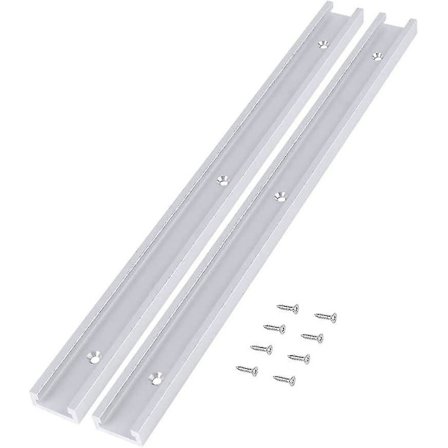 2 Pak T-spor Klemme Skinne Klemme Slot Lige Kant Aluminium Legering Låsegreb Med 8 Selvskærende Skruer Til Træbearbejdning Router Sav