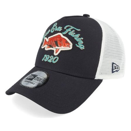 New Era - Blå trucker Keps - Ne Fishing Navy A-Frame Trucker @ Hatstore