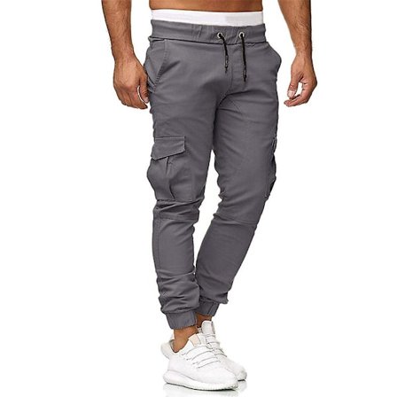 Herre Bukser med Snøring, Cargo, Combat, Casual, Arbeid, Sport, Slim Fit, Multilommer, Jogging, Mansjett