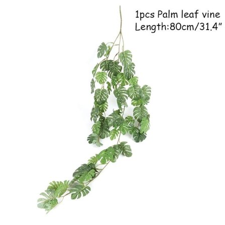 66/80cm Falsk Sköldpaddsblad Rotting Växter Girlang Hem Trädgård Dekor Siden Tropiska Palmblad Falsk Plan