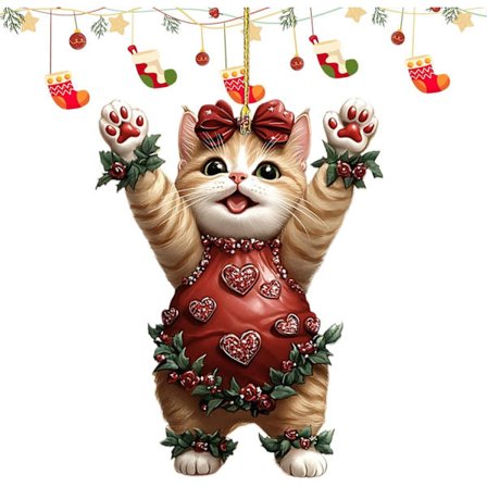 Julekattepynt, vinduespynt, søde katte juledekorationer, festlig katte vinduespynt