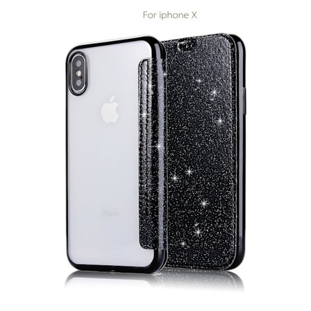 Etui til iPhone 13mini 5.4 svart elektroplettert PU glitter skinn kortspor