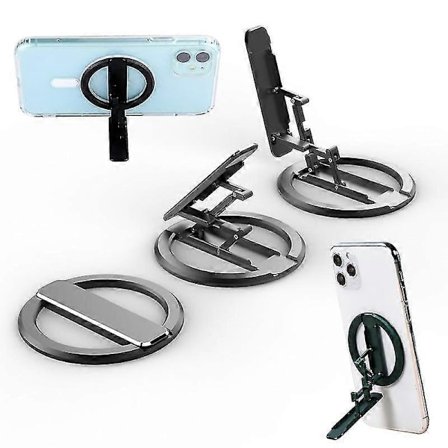 Puhelinteline pöydälle, universaali Magsafe-rengaspidike, Magsafe-tarralla - Musta