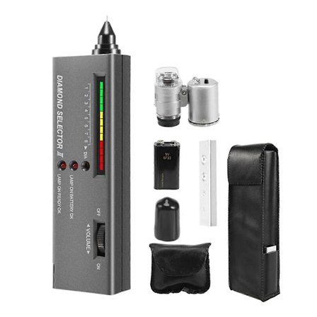 Diamanttestpen, Høj Nøjagtighed Smykker Diamanttester + 60X Mini LED Forstørrelsesglas, Professionel Diamant