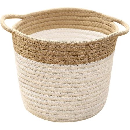 1 st Baby Baby Korg Rotting Hopfällbar tvättkorg Rund korg Bomull Fläta Korg Linnekorgar Bomull Förvaringskorg Vävd