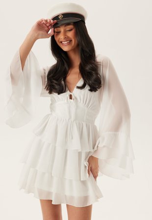 Bubbleroom Occasion - Triple Flounce Short Dress - White