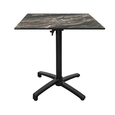 Sammenklappeligt terrassebord i Compact HPL marmoreret indretning 70 x 70