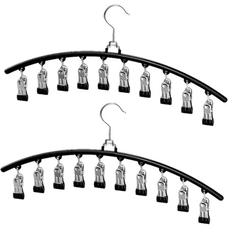 ING 2-delt sokkestativ i rustfrit stål, sokkeophæng til tøjstativer, vindtæt tørrestativ med 10 tøjklemmer til tørring af sokker, håndklæder og 