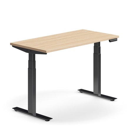 Schreibtisch QBUS höhenverstellbar, 1200x600 mm, schwarz/Eiche